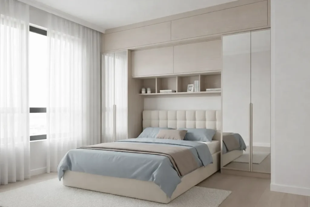 Space-Saving Headboard Wardrobe